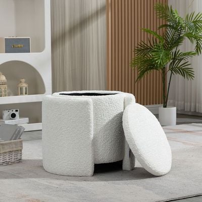 Bergman Fabric Storage Ottoman - White - With 2-Year Warranty